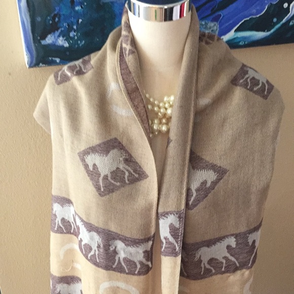 🍋 Brown Equestrian Silk-Blend Scarf - Picture 2 of 7